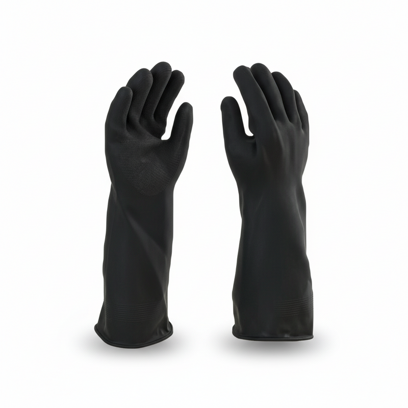 Guante de Látex Industrial | Protección Contra Ácidos y Químicos (18” Pulgadas)