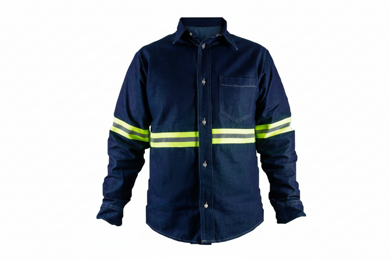 Camisa Industrial de 8 Oz | Con Bolsas de Cargo y Reflejante Textil Verde