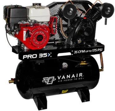 Compresor Vanair PRO 35 con Tanque de 30 Galones y Arranque Electrico Honda