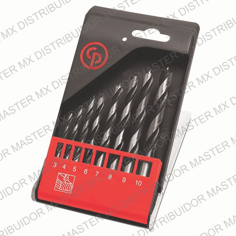 Juego de 8 Brocas para Madera Chicago Pneumatic - Punta de Centrado
