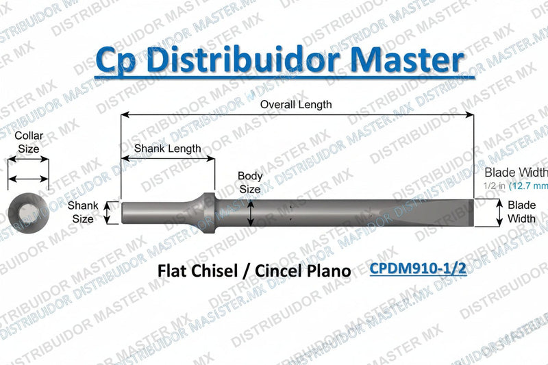 Cincel 910 1/2  de 6-1/2 pulg. 165,1 mm ancho de hoja 1/2 pulg. 12,7mm vástago de 0,401