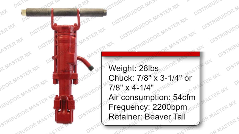 Perforadora Chicago Pneumatic Cp 0022  de 7/8 x 3 1 /4´´- Perforador con adaptable para agua