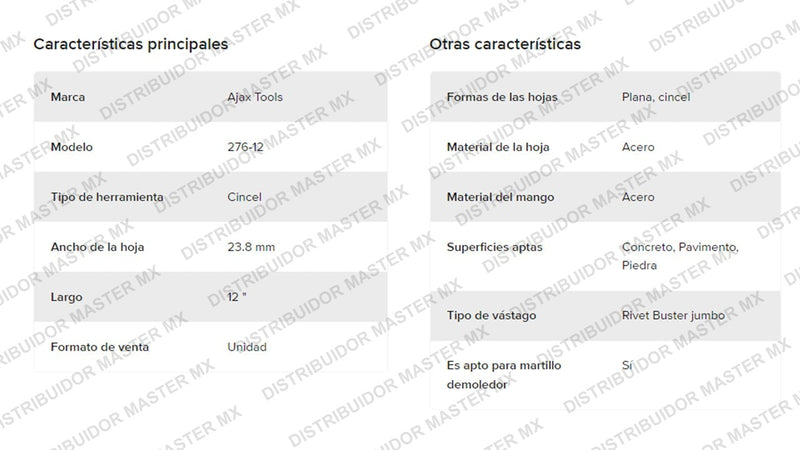Cincel  276-12 Jumbo Para Rivet Booster De 12 PuLG Punta Plana