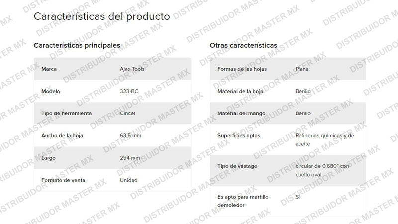 Cincel Antichispa Para Cinceladora Neumática 0.680 PuLG  323_AC