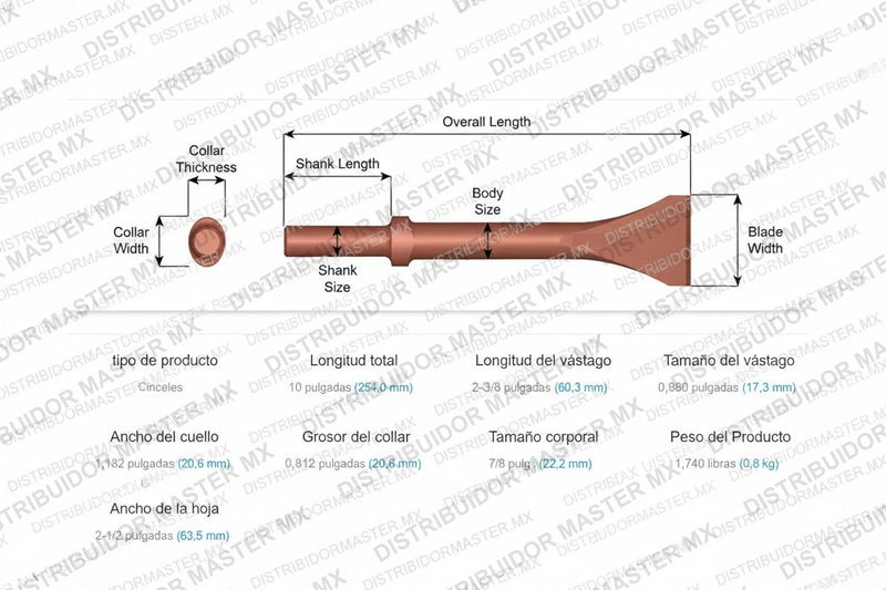 Cincel Antichispa Para Cinceladora Neumática 0.680 PuLG  323_AC