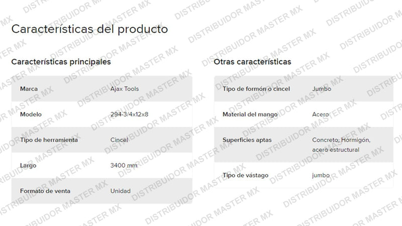 Botador Jumbo  Punzón Para Tubo 294 - 3/4x12x8