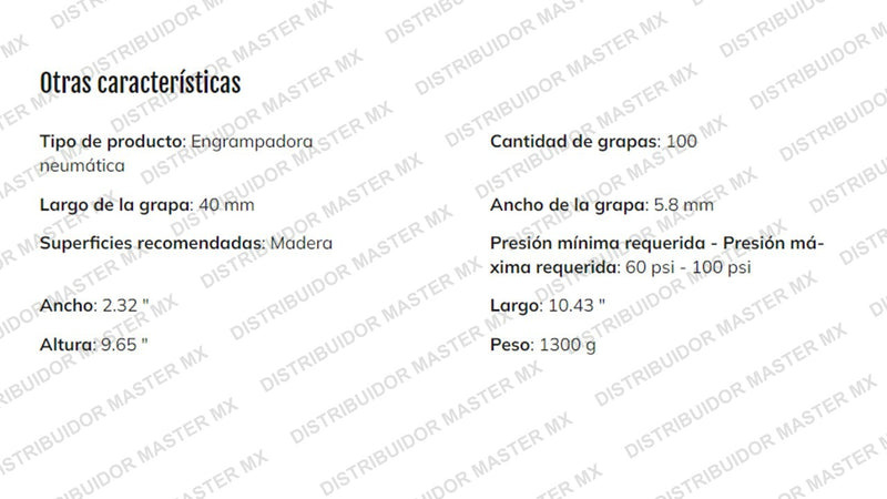 Kit de Engrapadora Neumática | S9040 | Carpintería Industrial