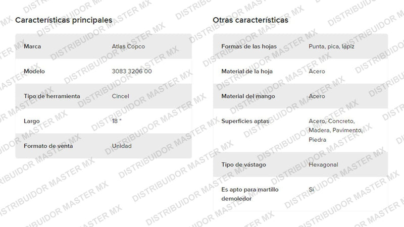 Cincel Punta Lápiz Atlas Copco 3083 3206 00 | Juego de 5 Piezas