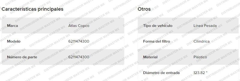 Filtro De Aire para compresor Diesel  6211474300