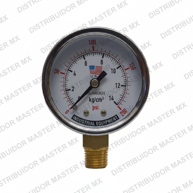 Manómetro Milwaukee 200 PSI | Reforzado con Conexión Posterior o Inferior