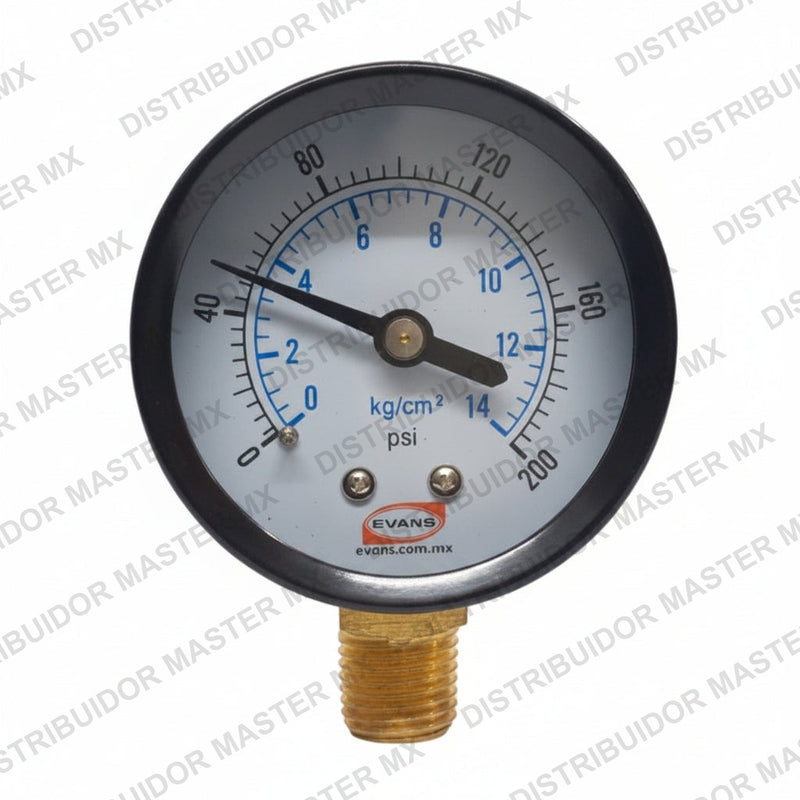 Manómetro EVANS 200 PSI | Conexión Inferior | Alta Precisión