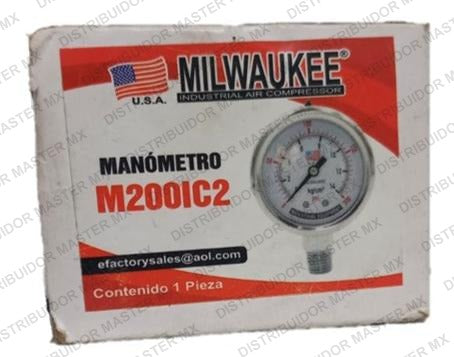 Manómetro Milwaukee 200 PSI | Reforzado con Conexión Posterior o Inferior
