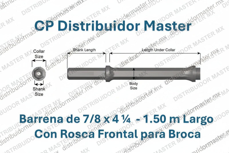 Ajax Tools 64270 — Barra Perforadora Rosca H 60", Vástago 7/8" x 4-1/4"