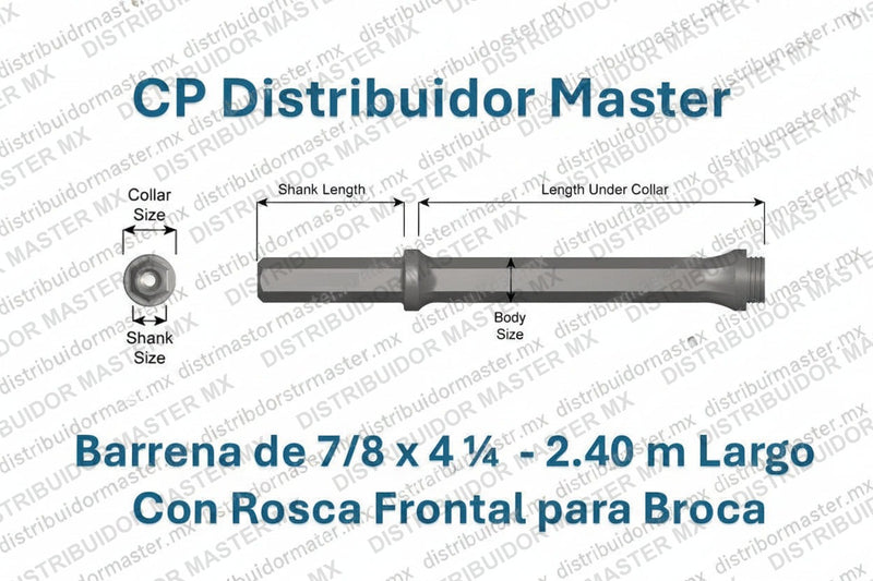 Ajax Tools 64290 — Barra Perforadora Rosca H 96", Vástago 7/8" x 4-1/4"