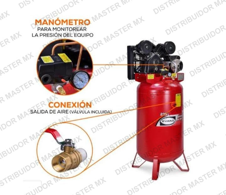 Compresor de Pistón 1 Etapa 5 HP 235 L | EVANS E190ME500-235V
