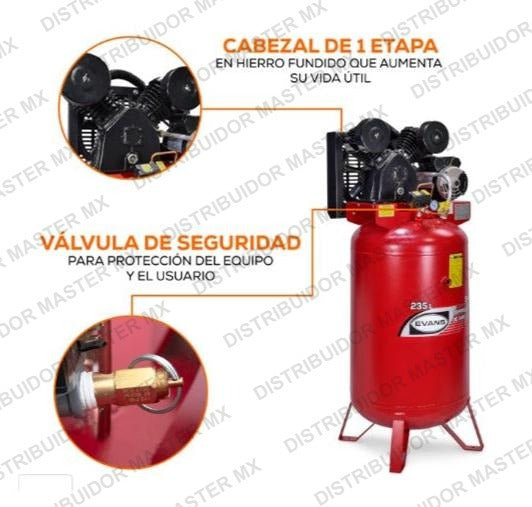 Compresor de Pistón 1 Etapa 5 HP 235 L | EVANS E190ME500-235V