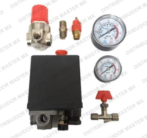 Manifold Completo para Compresor | Presostato, Regulador de Aire y Manómetros