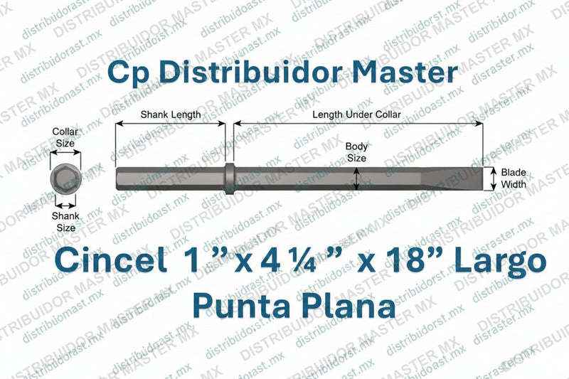 Ajax Tools 22100 — Cincel Angosto para Rompedora (Paving Breaker) 1" Hex, 18" (457 mm)