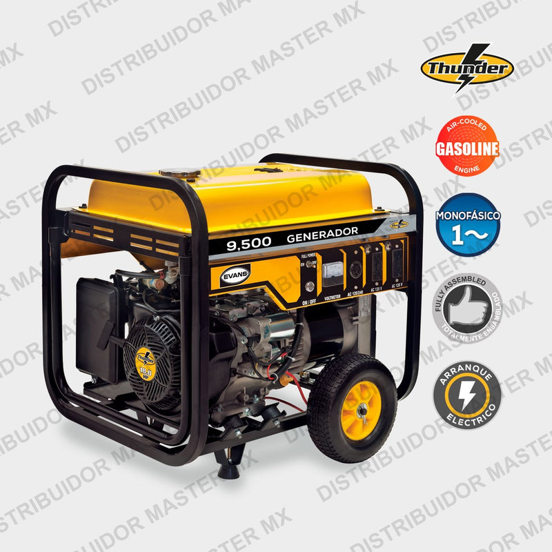Generador de Emergencia Monofásico 9,500 W | Potencia Máxima Industrial | EVANS