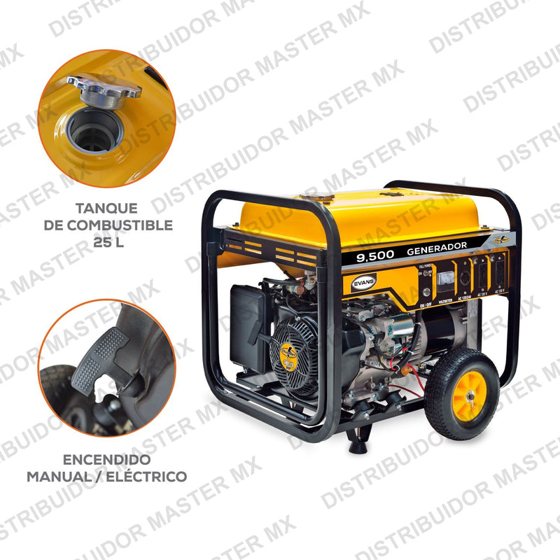 Generador de Emergencia Monofásico 9,500 W | Potencia Máxima Industrial | EVANS