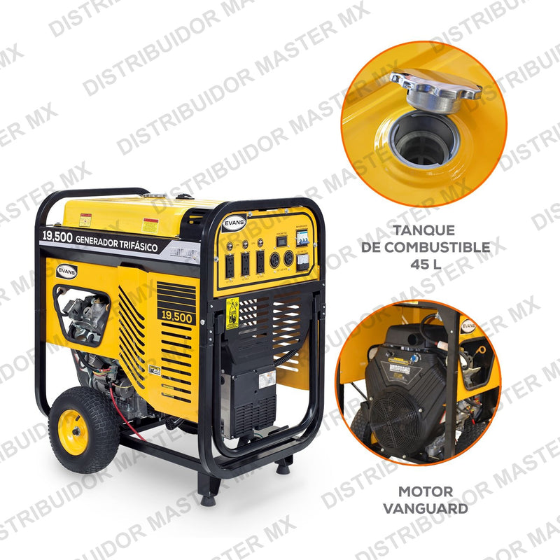 Generador de Emergencia Trifásico 19.5 kVA | Motor Briggs & Stratton 35 HP | EVANS