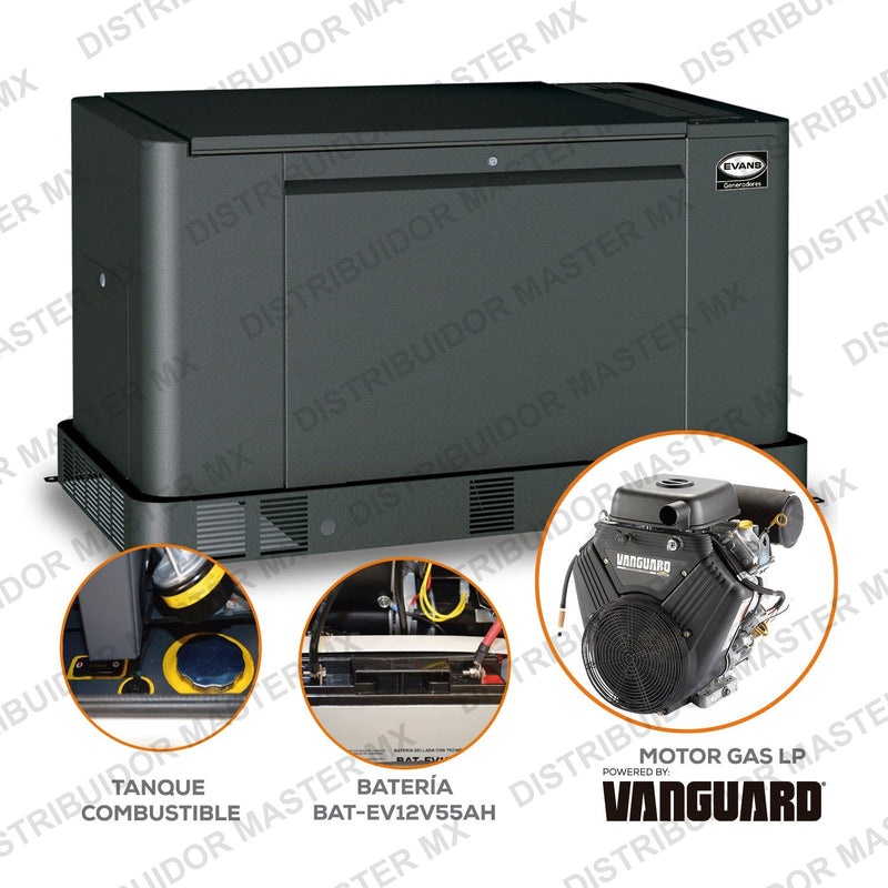 Generador de Emergencia Monofásico 16.6 kW | Respaldo para Industrias y Negocios | EVANS