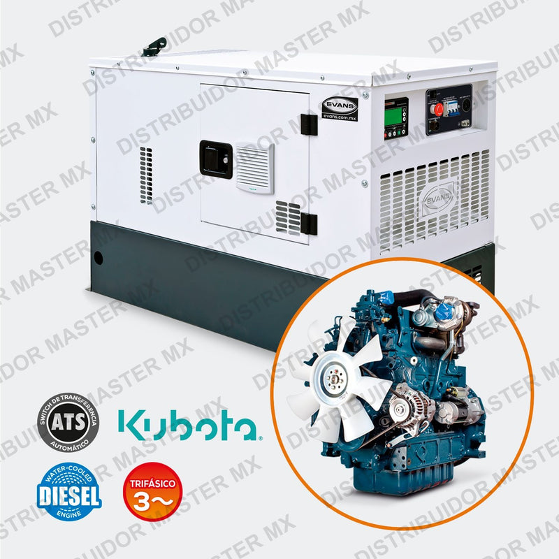 Generador Diesel Trifásico 11.1 kW | Evans | Planta de Luz de Respaldo