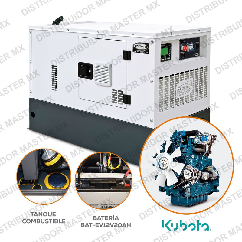 Generador Diesel Trifásico 11.1 kW | Evans | Planta de Luz de Respaldo