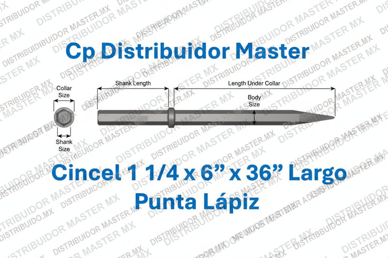 Cincel de Punta Fina Estándar 36" (914,4 mm) con Vástago de 1-1/4" x 6" (31,8 x 152,4 mm)  44200