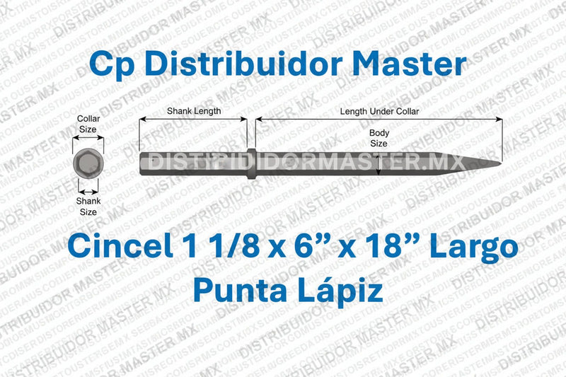 Cincel de Punta Fina Estándar 18" (457,2 mm) con Vástago de 1-1/8" x 6" (28,6 x 152,4 mm) 32200