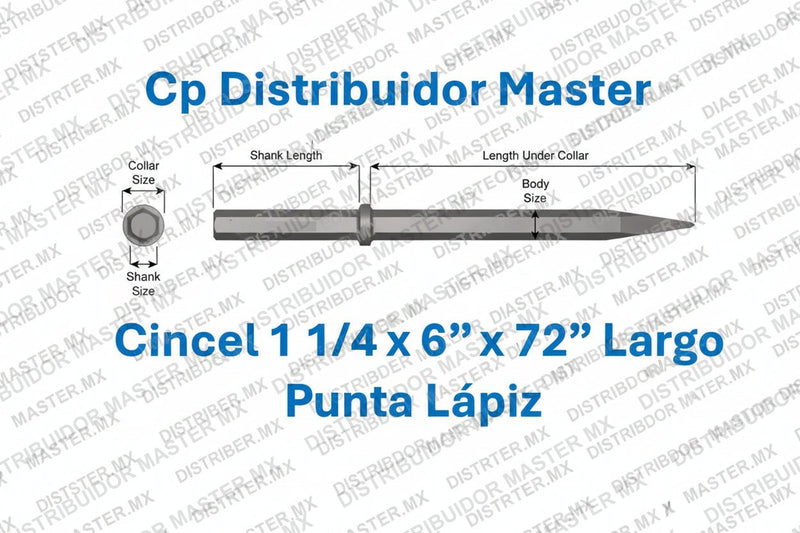 Cincel de Punta Fina Estándar 72" (1828,8 mm) con Vástago de 1-1/4" x 6" (31,8 x 152,4 mm) 47200