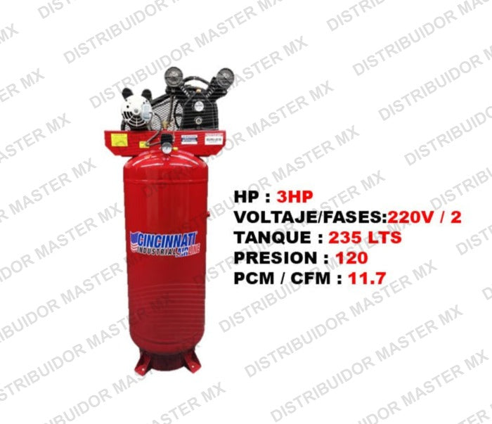 Compresor Eléctrico  3 HP Monofásico 220V - Potencia y Eficiencia para Uso Industrial