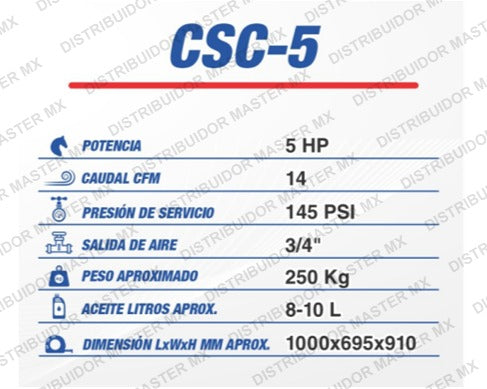 Compresor de tornillo CSC-5 CINCINNATI INDUSTRIAL AIRLINE 5 HP 145 PSI