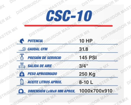 Compresor de tornillo CSC-10 CINCINNATI INDUSTRIAL AIRLINE 10 HP 145 PSI
