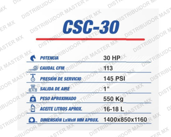 Compresor de tornillo CSC-30 CINCINNATI INDUSTRIAL AIRLINE 30 HP 145 PSI