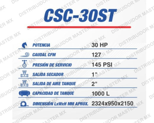 Compresor de tornillo con tanque CSC-30ST CINCINNATI INDUSTRIAL AIRLINE 30 HP 145 PSI