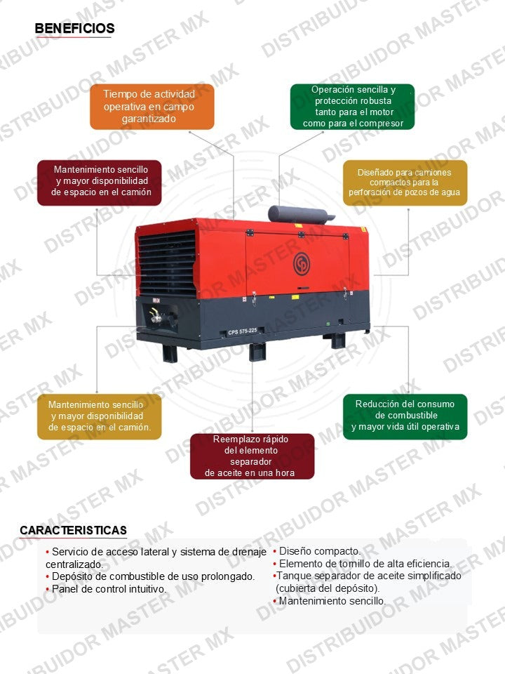 Compresor de Tornillo Diésel CPS 450-200 | 450 CFM a 200 PSI | 170 HP | Chicago Pneumatic