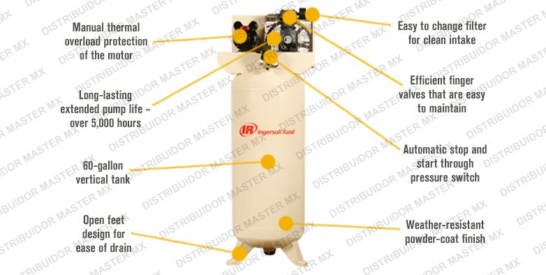 Compresor de Aire Estacionario Ingersoll Rand | 5 HP 220V Monofásico