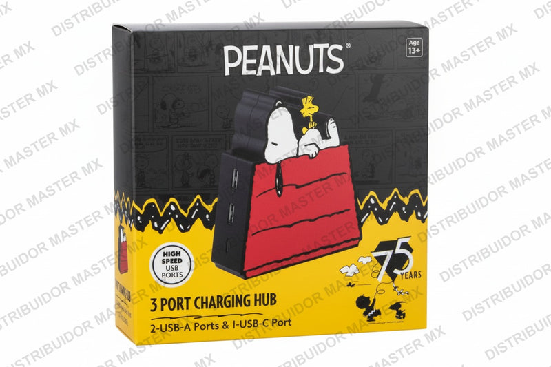 Centro Carga 3 Puertos Peanuts® con Diseño Snoopy