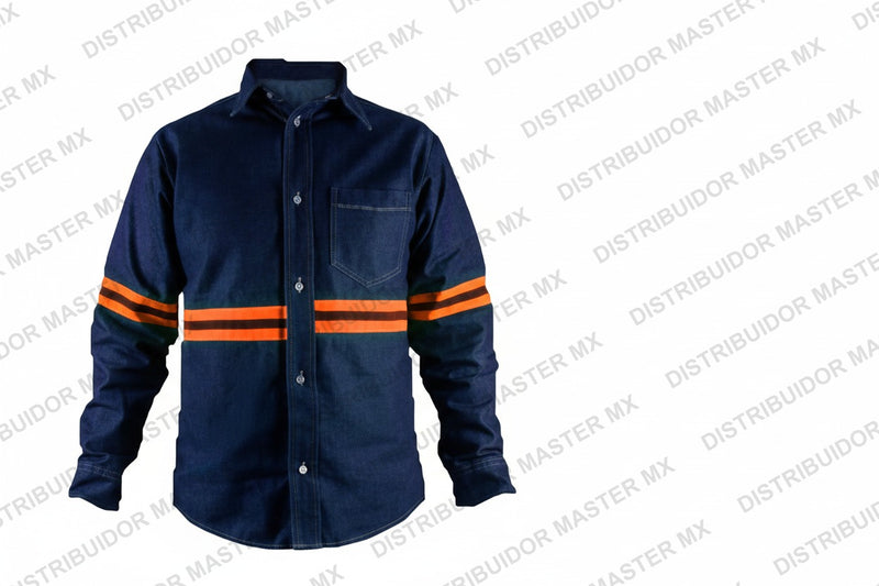 Camisa Industrial de 8 Oz | Con Bolsas de Cargo y Reflejante Textil Naranja