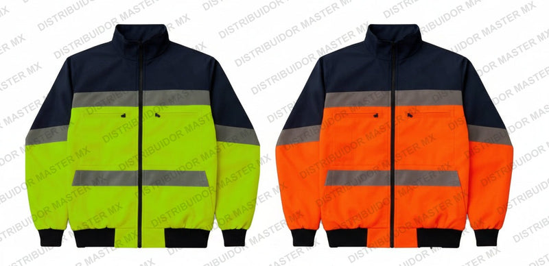 Chamarra Impermeable Industrial | Con Bolsas de Cargo y Reflejante Textil