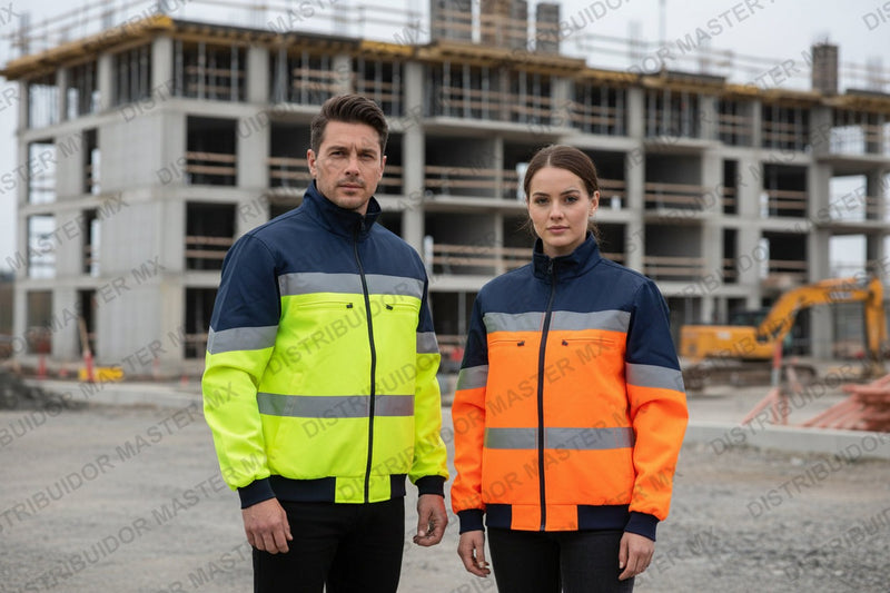 Chamarra Impermeable Industrial | Con Bolsas de Cargo y Reflejante Textil
