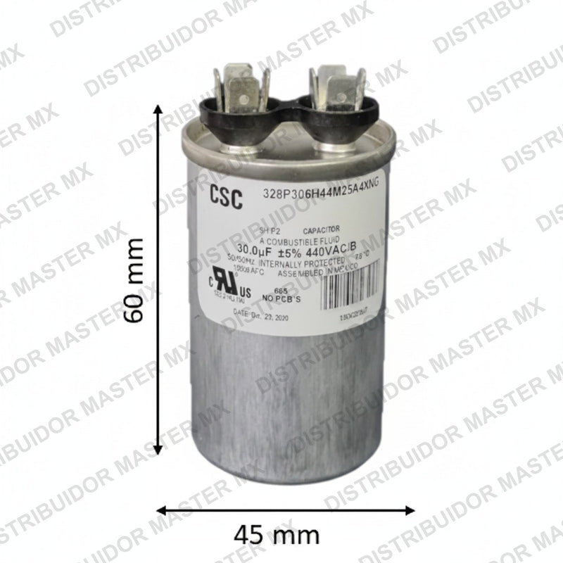 Capacitor de Trabajo 2 mfd 440V | Aluminio | 45mm x 60mm