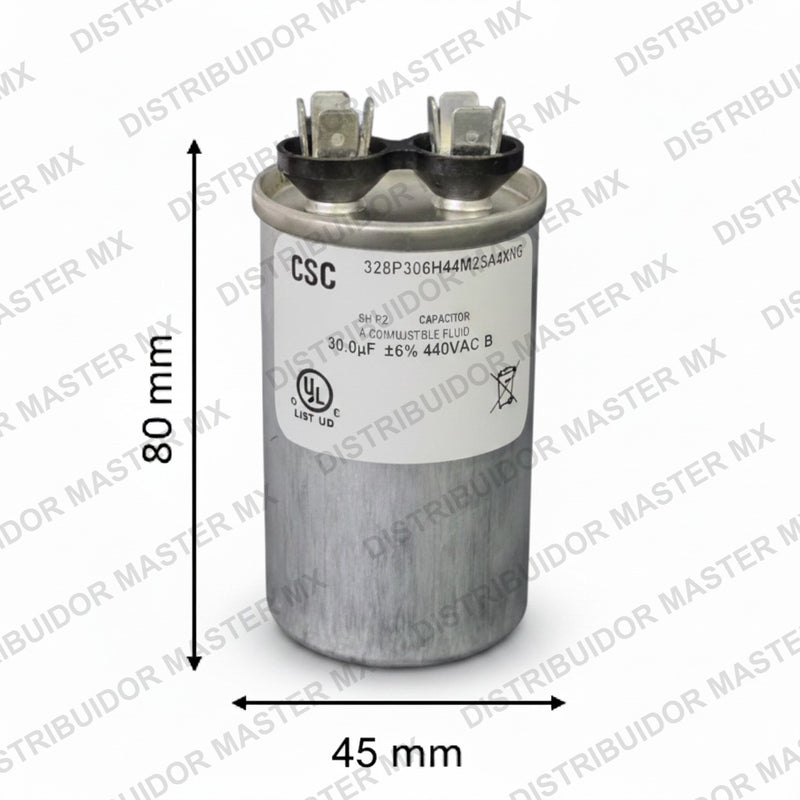 Capacitor de Trabajo 30 mfd 440V | Aluminio | 45mm x 80mm