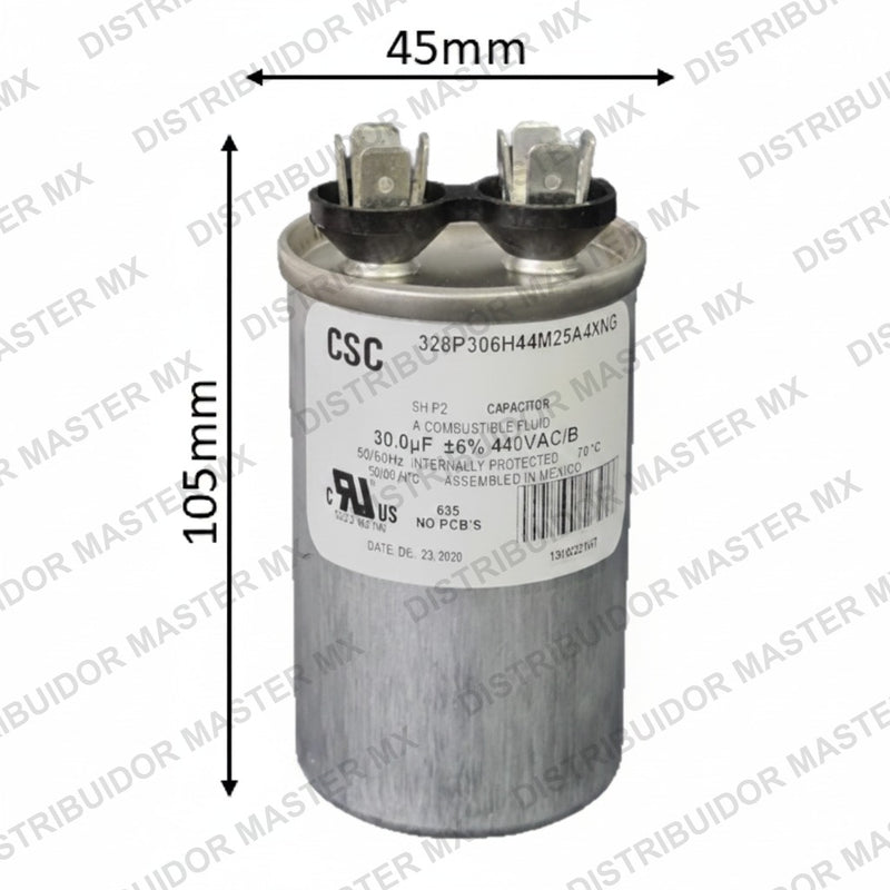 Capacitor de Trabajo 50 mfd 440V | Aluminio | 45mm x 105mm