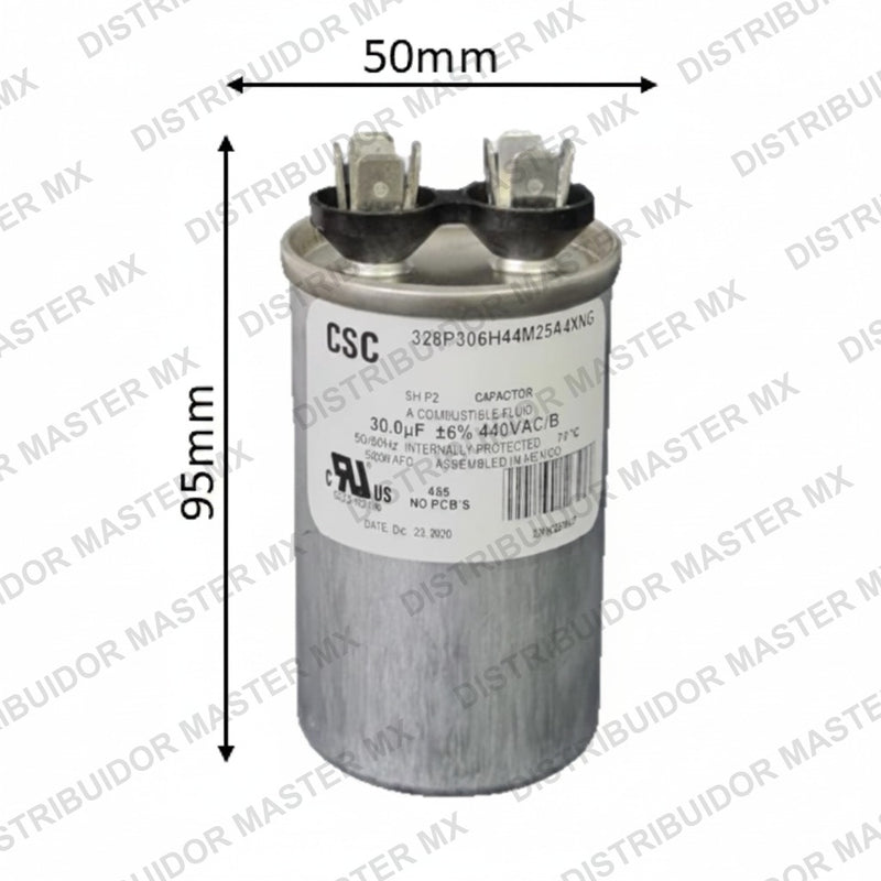 Capacitor de Trabajo 75 mfd 440V | Aluminio | 50mm x 95mm