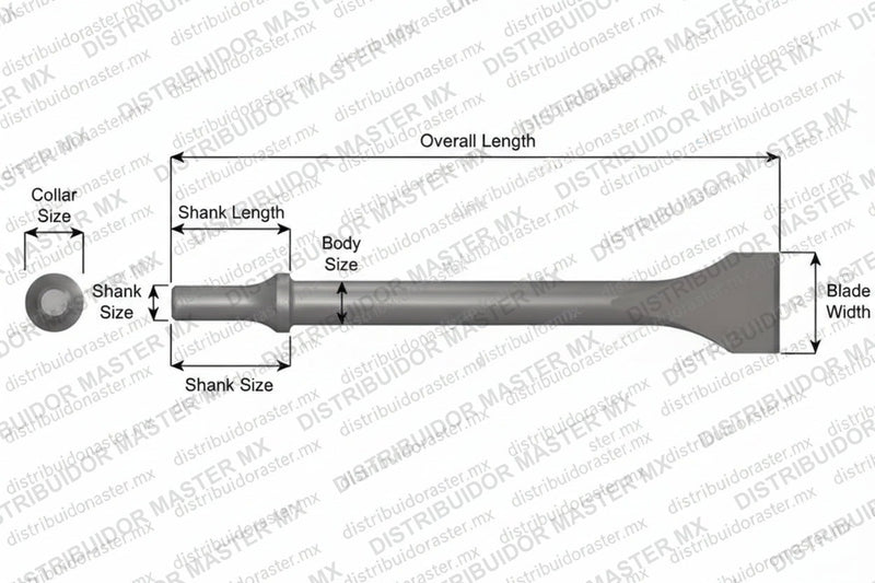 Ajax Tools 960-1-1/2 — Cincel Plano Ancho 1-1/2" Vástago .498 Turn Type
