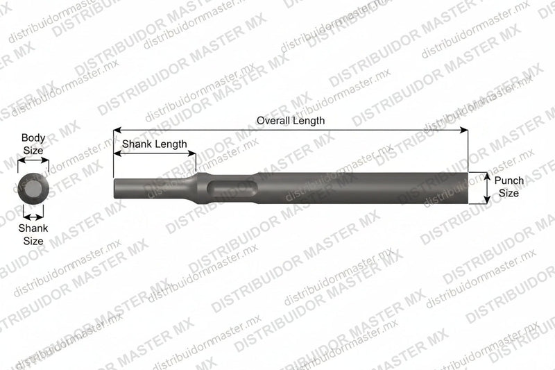 Ajax Tools 3101 — Punzón Recto Vástago .401 Non-Turn Type