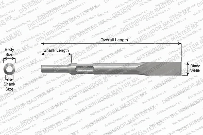 Ajax Tools 3182-18 — Cincel Plano 3/4" Extendido 18" Vástago .498 Non-Turn Type