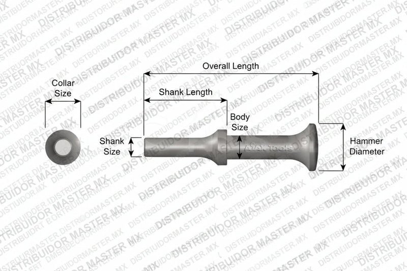 Ajax Tools 1602 — Martillo de Aplanado 1" Diámetro Vástago .401
